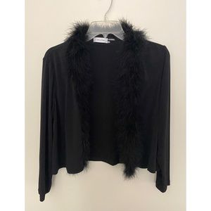 Calvin Klein Black Sweater w/ feather collar